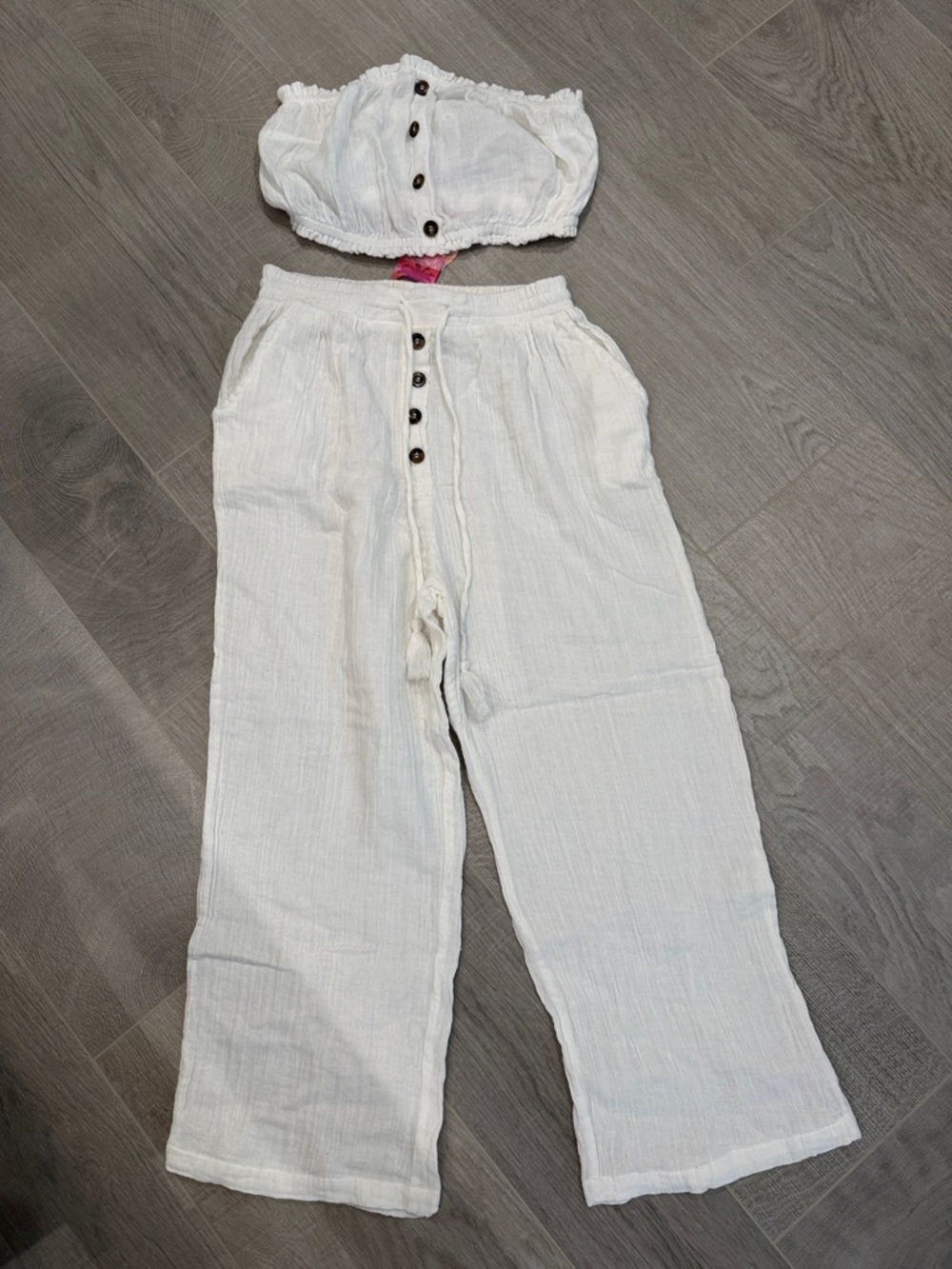 NWT White Two-Piece Crop Top & Wide Leg Pants Set